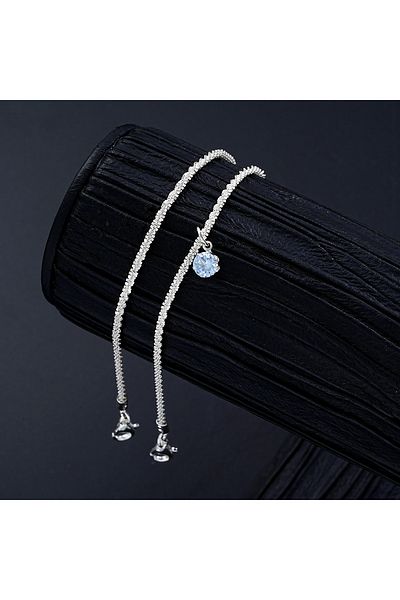 Choice AY6079802 2 Pcs Fashion Silver Color Rhinestone Heart Pendant Anklet for Women Ins Bling Love Foot A