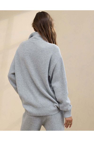 AMERICAN EAGLE Aerie Cozyup Waffle Button Sweater