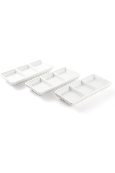 Winds Trading Porceletta Porcelain Rectangular Compartment Dish, Ivory, 7-Inch (08-227)