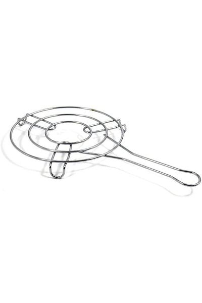 AKDC Hot Pot Holder with Handle – Silver Plated Stainless Steel Trivet, Heat-Resistant Round Pad