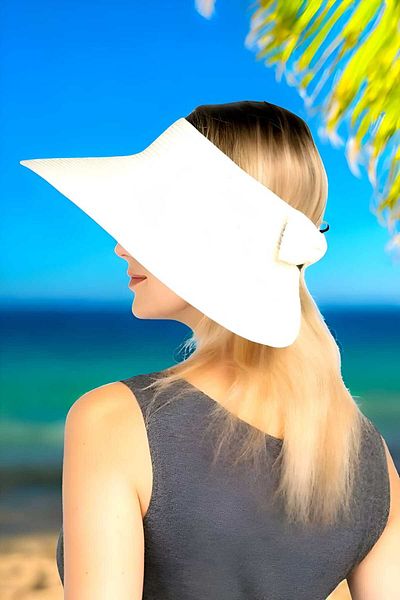 Trenderrs Women's Wide Brim UV Protection Bow Straw Visor Hat