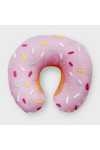 Choice Donut Cute Cartoon Ins Style Travel Neck Pillow U-shaped Panda Rainbow Cloud Fruit Inflatable Cushio