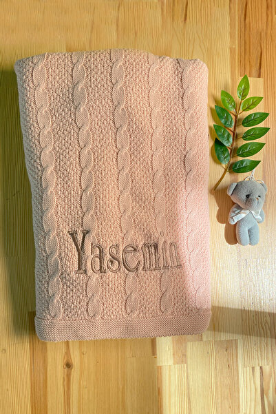 tinykiddesign Bebek Battaniyesi Pudra Triko Örgülü Pembe Bebek Hediyesistediğ...