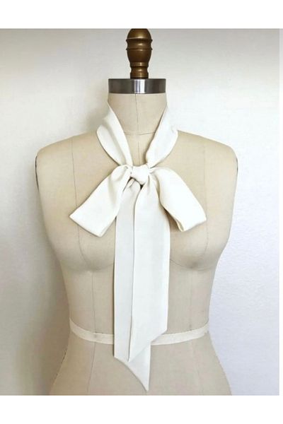 quella atelier Satin Scarf Neck Shawl Bow Scarf