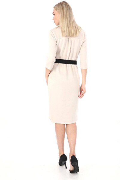 BYBRZ Women's Double Breasted Collar Dress