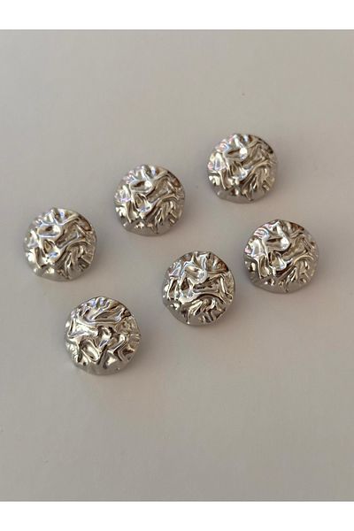 ODDA TASARIM ATÖLYESİ Top wrinkled model silver metal button set