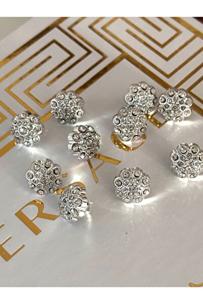 ODDA TASARIM ATÖLYESİ Top model üstü kristal taşlı metalize gömlek düğmesi