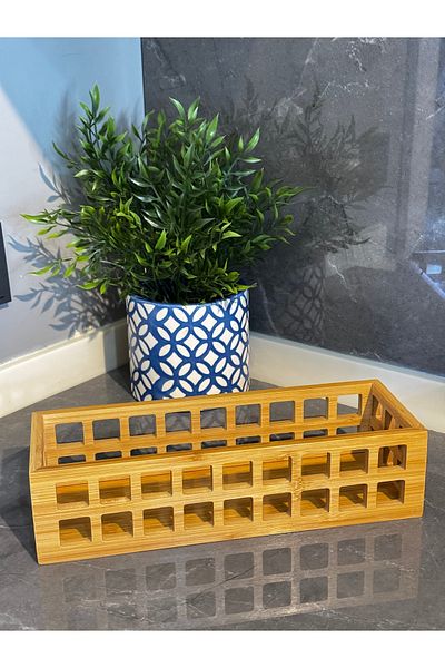 Janset Bamboo Lattice Organizer,Spice Stand,Bamboo Presentation,Bathroom Kitchen Decor