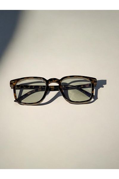 MAROVOAY Leopard Pattern Rectangular Frame Blue Block Glasses with Blue Light Protection
