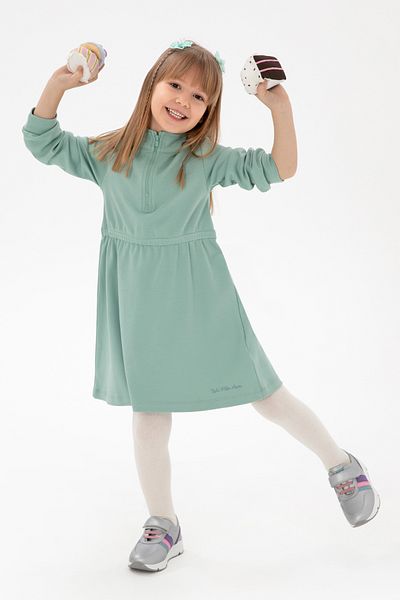 U.S. Polo Assn. Rochie tricotată verde apă pentru fete 50296387 -VR048