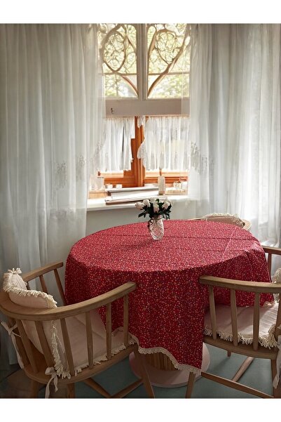 DESİGNBYASYAA Dantelli Çiçek Desenli Masa Örtüsü