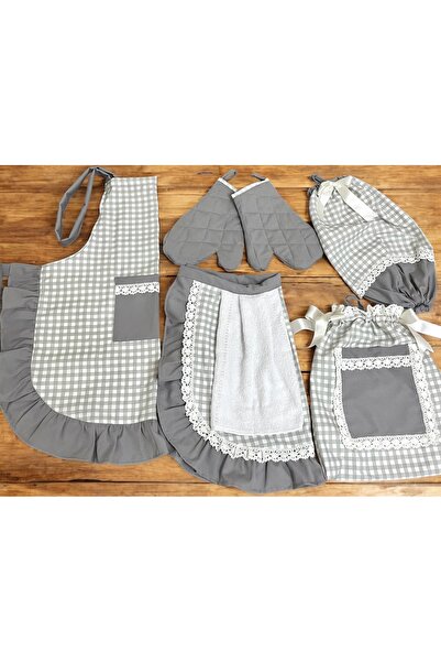 DESİGNBYASYAA Mutfak Önlüğü Takımı 6 Parça Leke Tutmaz Su Itici Önlük Seti