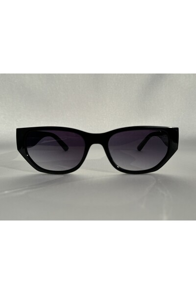 BluePepper Wave Cateye Black Sunglasses - Glass Colored