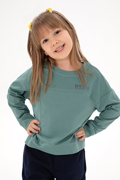 U.S. Polo Assn. Kız Çocuk Mint Bisiklet Yaka Sweatshirt 50296380-VR090