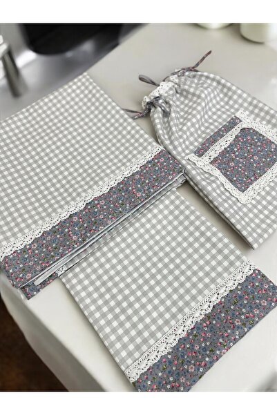 DESİGNBYASYAA Pötikareli Dantelli Leke Tutmaz Bantlı Model Masa Örtüsü