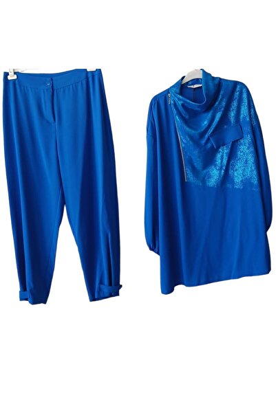 LOREEN FASHİON Asymmetric Cut Zippered Tunic and Trousers Set - Stylish Set of Two