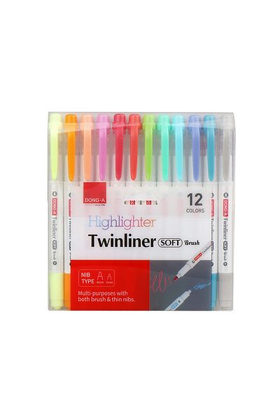 Dong-A Twinler Soft Brush with Highlighter Brush 12 pcs