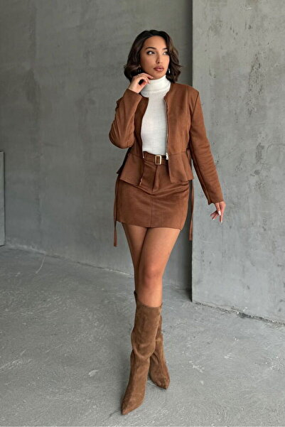 TOPSHOW S:2 / M:2 / L:1 / Xl:1= 6 Adet | Haki Kemerli Etek F1801