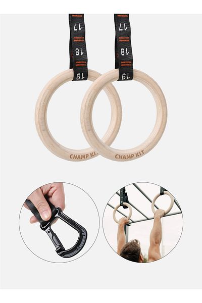 Champ Kit Gymnastics Rings - Adjustable with Numbered Straps and Premium Quality