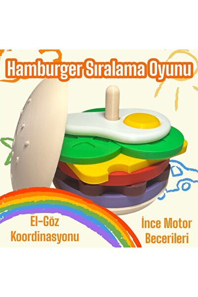 Atlas Lab Montessori Hamburger Sıralama Oyunu - Eğitici Ve Motor Beceri Geliş...