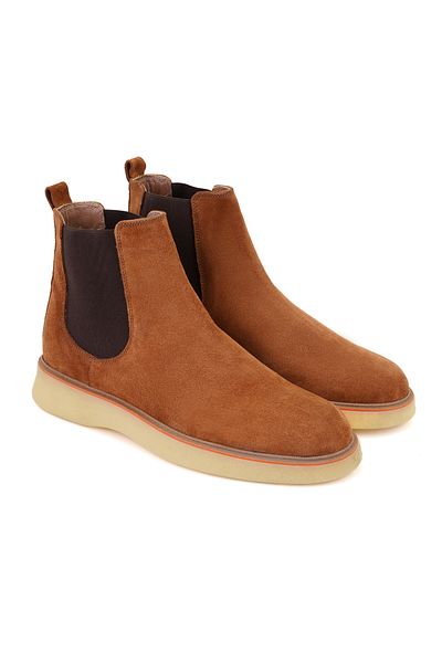 Desa Ndari Tan Men's Elastic Suede Leather Chelsea Boots