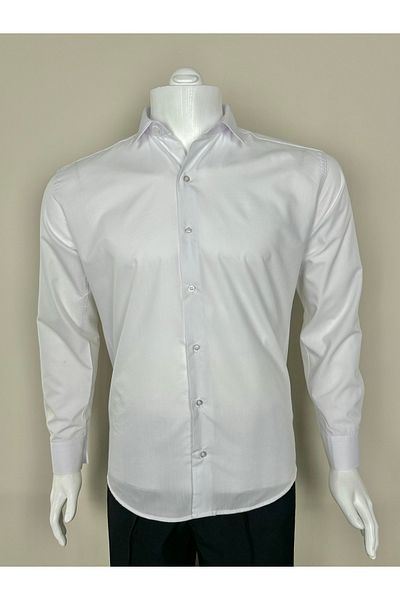 Adalilar Ανδρικό πουκάμισο White Slim Fit Slim Fit