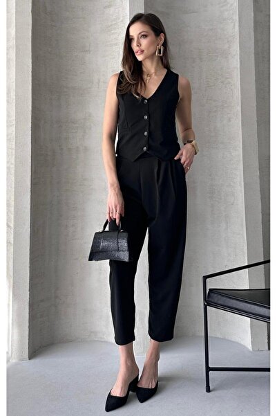 Paw Garage Γυναικείο κοστούμι παντελόνι Bianca σετ κοστούμι με γιλέκο , Γυναικείο κοστούμι παντελόνι 4 εποχών Scuba Crepe