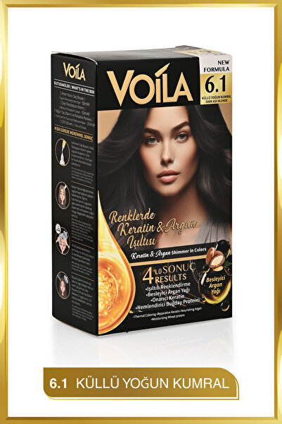 Voila Kadın Besleyici Keratin Kalıcı Küllü Yoğun Kumral 6.1 Saç Boyası
