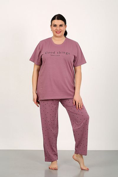 nisaNCa 100% Cotton Large Size Short Sleeve Women's Pajamas Set