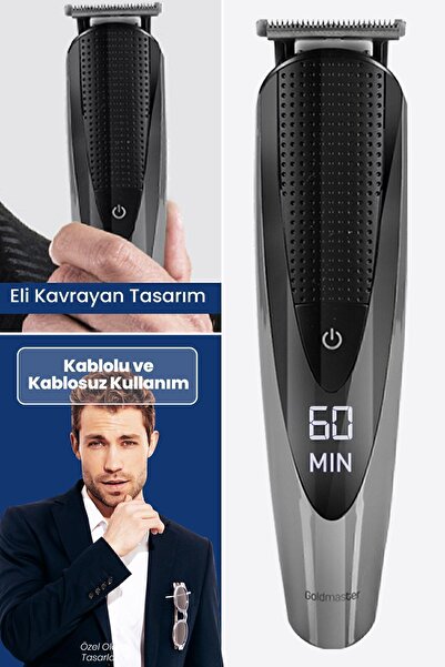 GOLDMASTER Drive Led Ekranlı Islak Kuru Ipx7 Taşıma Çanta Hediyeli 15 In 1 Full Standlı Erkek Bakım Seti Kiti