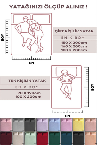 İQON Ranforce Woven Fitted Sheet Set Single - 21 Colors