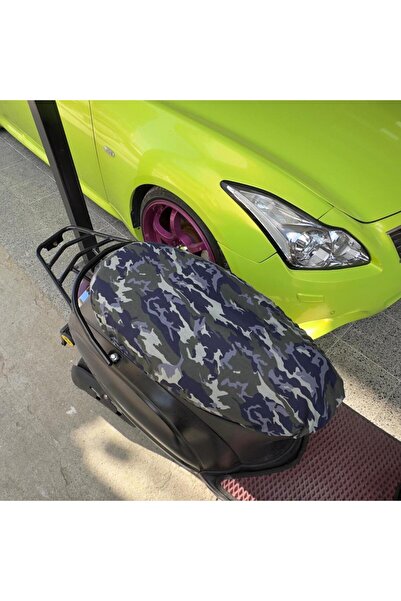 CEBECİOTO Green-Grey Blue Camouflage Patterned Combed Motorcycle Cover -Motor