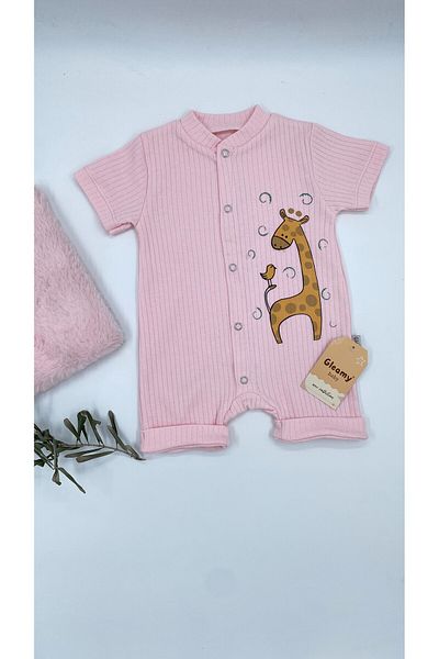Gleamy Bebe Kids Giraffe Print Short Sleeve Shorts Jumpsuit 100% Cotton