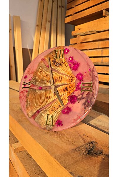 fenixtimeart Reçine Epoksi Çiçekli Çam Ağacı Masa&duvar Saati