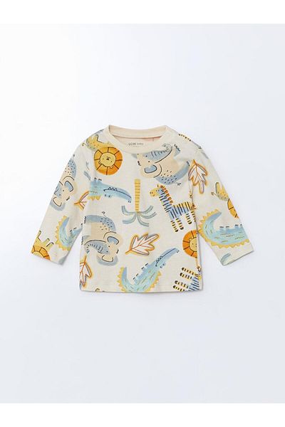 LC Waikiki Crew Neck Printed Baby Boy T-Shirt and Sweatpants Bottom 2-Piece