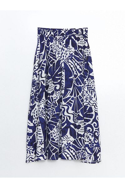 LC Waikiki Fusta de damă LCWAIKIKI Classic Blue cu talie elastică florală