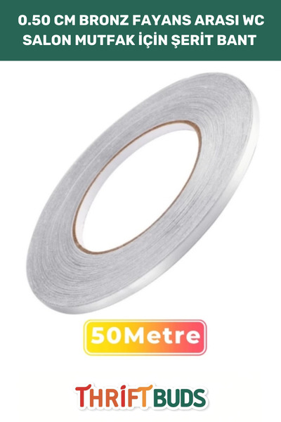 Thriftbuds Özel Üretim Suya Dayanıklı Güçlü Kendinden Yapışkanlı 1 cm 50 Metr...