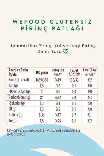 Wefood Pirinç Patlağı 100 gr 3'lü