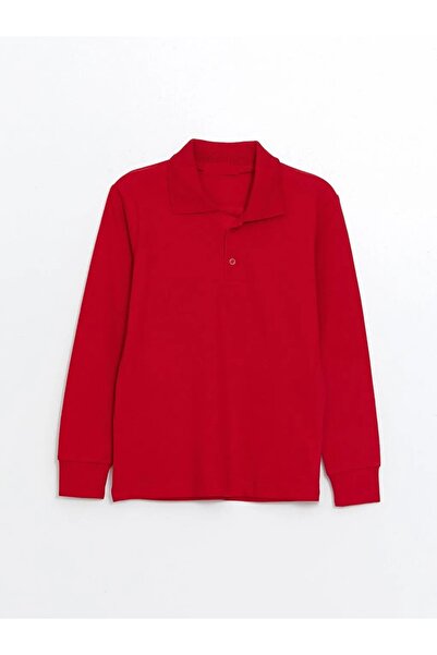 ROZELT Κόκκινο μακρυμάνικο γιακά πόλο Lacoste Σχολικό μπλουζάκι R.O.Z.K.U.U.L...
