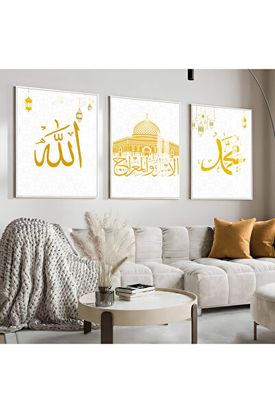 Harika bir ev Hari̇kabi̇rev | Gold Allah-Masjid-I Aksa-Muhammad Islamic Combi...