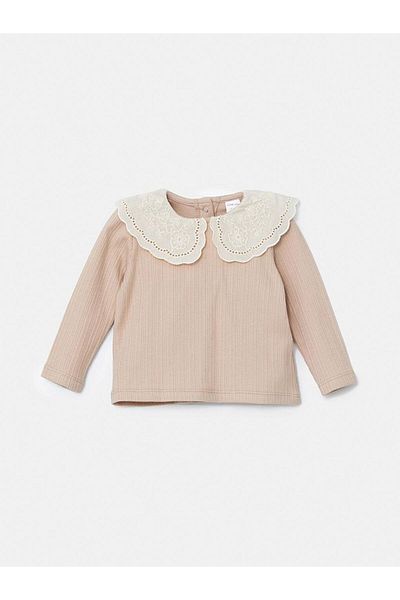 LC Waikiki Lcw Baby - Beige Embroidered Baby Girl Blouse and Leggings Set of 2