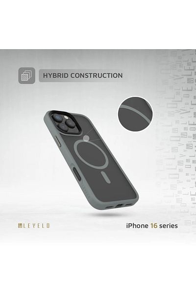 Levelo Magsafe Matte Solo Case For iPhone 16 Pro Max - Gray