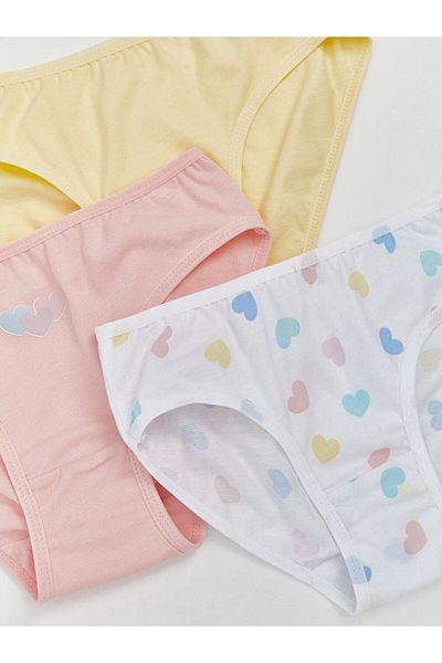 LC Waikiki New Season Heart Printed Girl's Panties 3-Piece - S5Nv58Z4