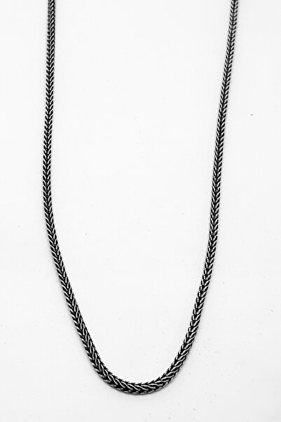 Silver Oksitli Tilki Kuyruğu Gümüş Zincir Kolye 45CM Kalınlık Model2