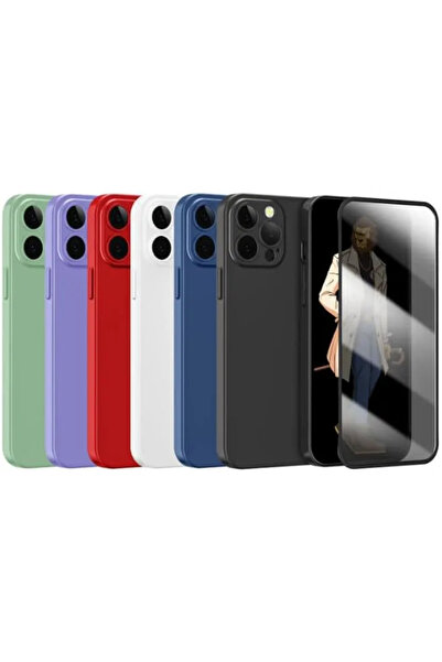 Green Lion جراب كارساكا بلس 360 أخضر مع زجاج عالي الدقة عادي لهاتف iPhone 13 Pro - أزرق فاتح