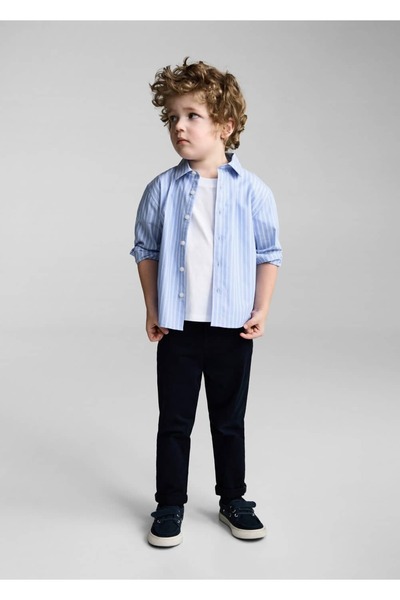 MANGO Baby Cămașă în dungi 100% bumbac