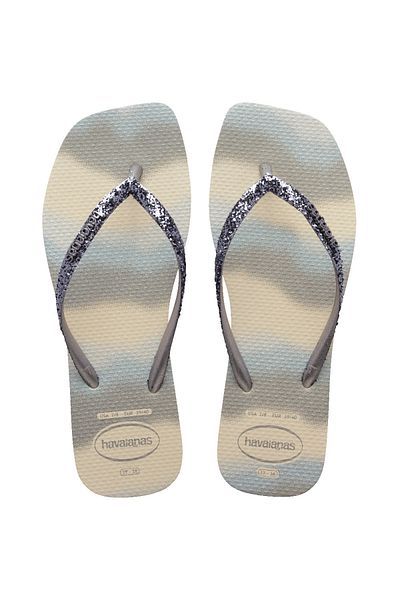 Havaianas Style Slim Square Glitter Party Silver Women's Slippers