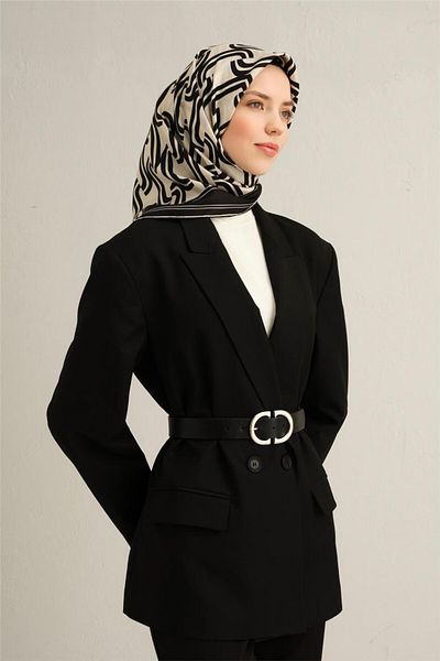 Armine Patterned Pure Silk Sura Scarf 9343- 09