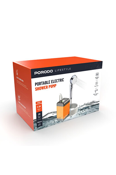 porodo دش محمول مع مقياس حرارة من لايف ستايل - برتقالي