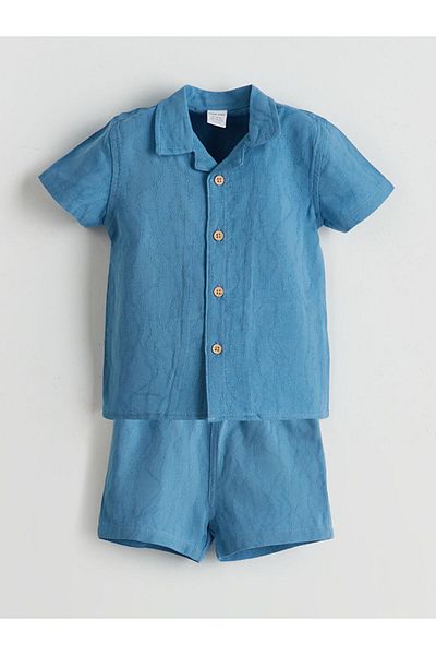 LC Waikiki New Season Short Sleeve Basic Baby Boy Shirt and Shorts 2-Piece Set - S5Bs31Z1